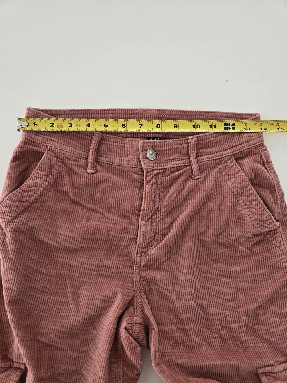 American Eagle  Corduroy Cargo Pants Dusty Pink Size 0R Y2K Wide Leg - Picture 11 of 16
